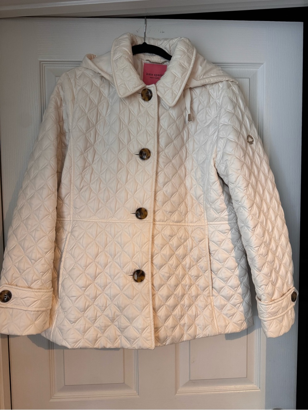 kate spade Cream Quilted Hooded Womens Jacket